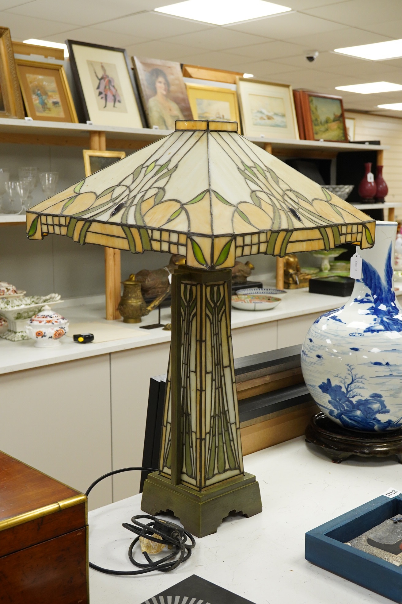 A Tiffany style table lamp, 67cm high. Condition - good, untested